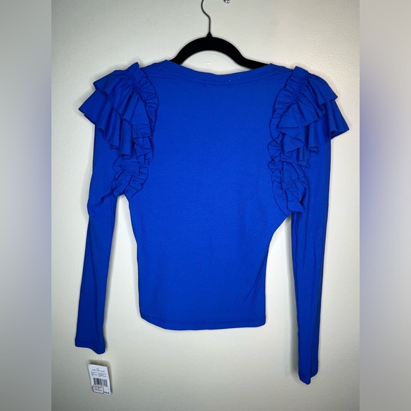 AVEC LES FILLES | RIB KNIT RUFFLE TOP - Picture 3 of 11